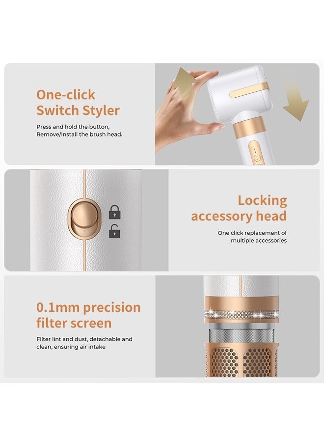 مجموعة أدوات تصفيف الشعر 7 في 1، فرشاة تجفيف الشعر، 1400 واط، أداة تجعيد الشعر بالهواء الساخن مع عصا فرد وتجعيد، مجفف شعر أيوني بمحرك 110000 دورة في الدقيقة لأنواع شعر النساء - Image 2